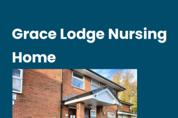Front cover of our Enter and View report for Grace Lodge Nursing Home. The report has a photo of the from of the home