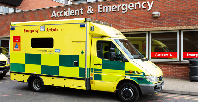 image of an ambulance outside an A&E department