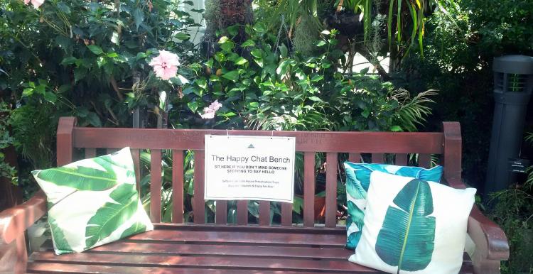 Image of 'The Happy Chat Bench' in Sefton Park Palmhouse