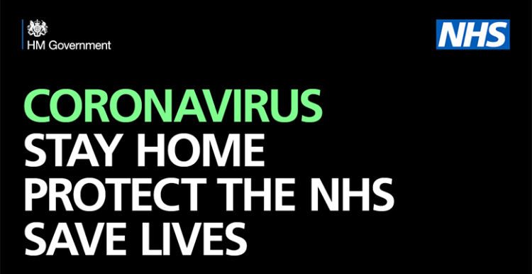 Coronavirus public information logo - Stay home. Protect the NHS. Save lives.