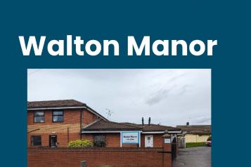 Walton Manor report front page. Dark blue with a photograph of Walton Manor.
