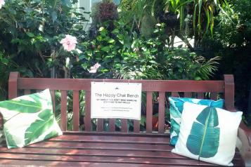 Image of 'The Happy Chat Bench' in Sefton Park Palmhouse