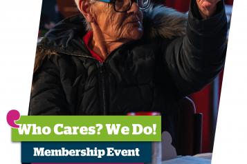 Image of front cover of the 'Who Cares? We Do!' Members' event report