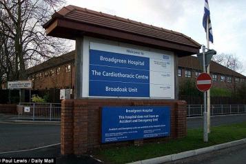 A sign reading 'Welcome to Broadgreen Hospital'.
