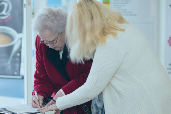 Person completing a form person completing a form