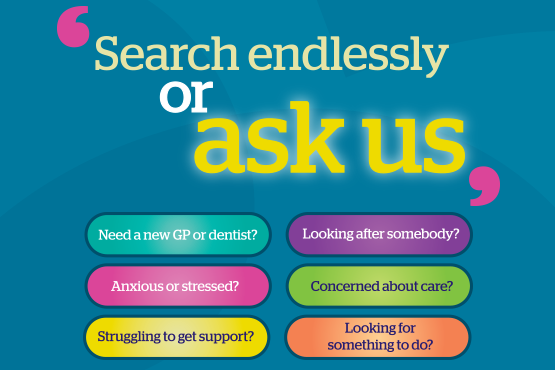 image of search endlessly or ask us flyer image containing headline Search endlessly or ask us
