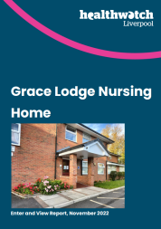 Front cover of our Enter and View report for Grace Lodge Nursing Home. The report has a photo of the from of the home