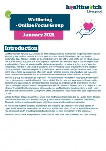 Front page of Wellbeing focus group report